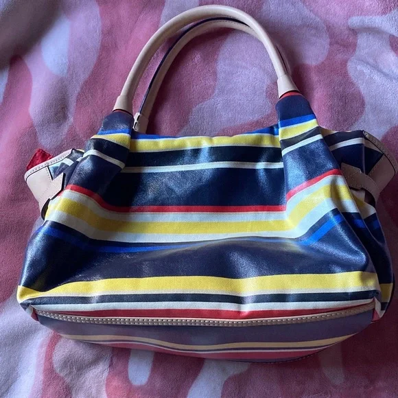 Kate Spade Striped Satchel in Yellow, Blue, and Red - Picture 2 of 13